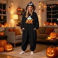 thumbnail image 5 of Halloween Pumpkin Hooded Onesie Adult Soft Hooded Onesie Flannel Pajama Sleepwear, Plush Matching Couples Jumpsuit for Fall Halloween Costume Loungewear, 5 of 8