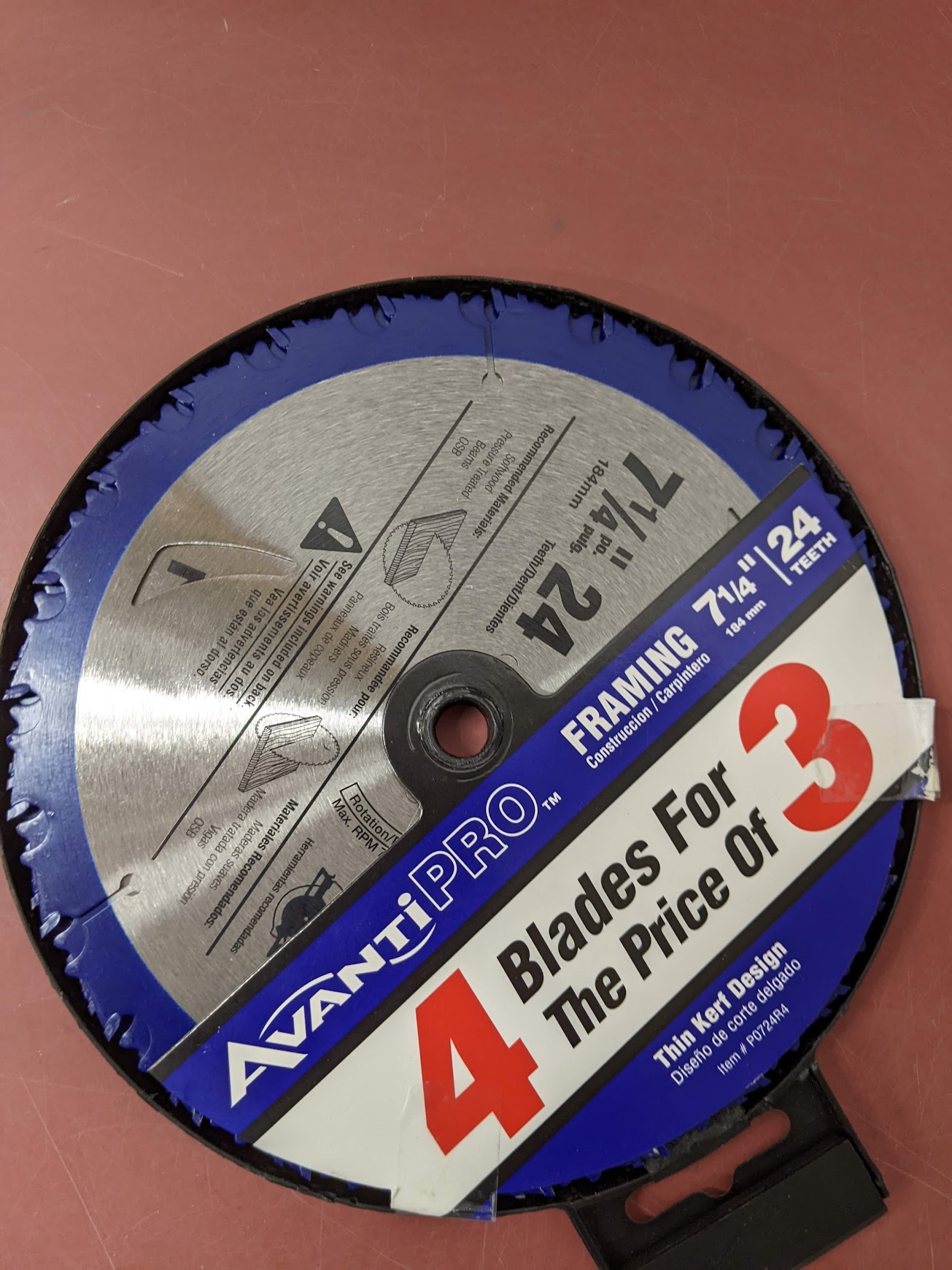 Avanti Pro 7.25 in. Framing Saw Blades 4PACK 24Teeth Circular Carbide