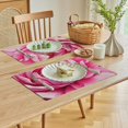 thumbnail image 5 of Pratyus Flowers Theme Linen Cloth Placemats for Birthday Parties, Christmas Restaurants, and Buffets - Set of 4 Table Mats for Home Decoration 18x12in, 5 of 8
