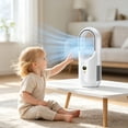 thumbnail image 5 of Desk Fan Quiet Portable Smart Bladeless Tower Fan with Light, 6 Speed USB Oscillating Air Cooler for Bedroom & Dormitory, 5 of 6