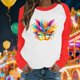 thumbnail image 1 of Xuyuer Mardi Gras Shirts for Women Shirt Funny Mask Graphic Tee Carnival Long Sleeve Shirt V Neck Top, 1 of 6