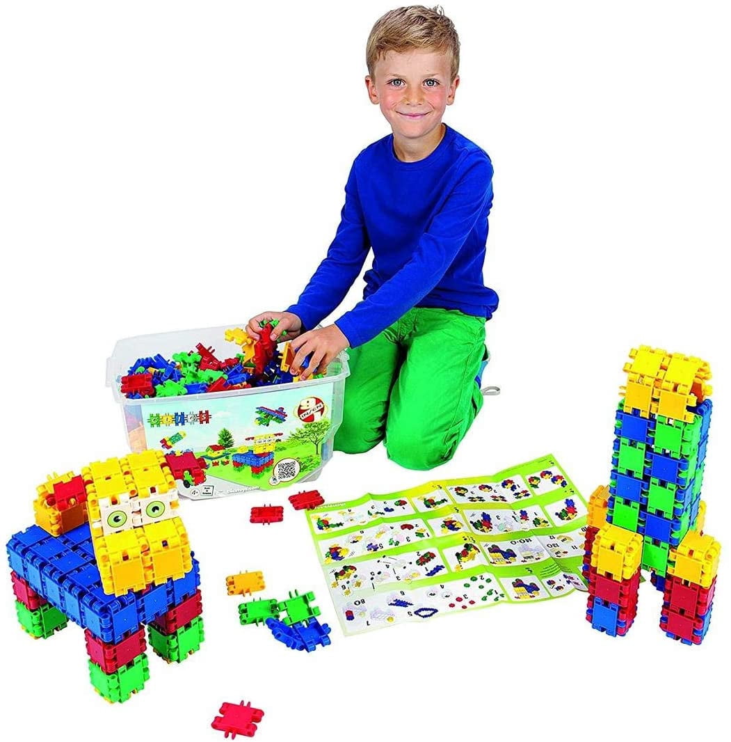 Clics Toys Clics Building Blocks Bucket (850 Pieces) - Kids Stem Building Blocks Construction Toys
