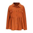 thumbnail image 2 of FRSASU Women's Corduroy Jackets Long Sleeve Coats Button Down Lapel Solid Casual Outwear Tops Orange, 2 of 9