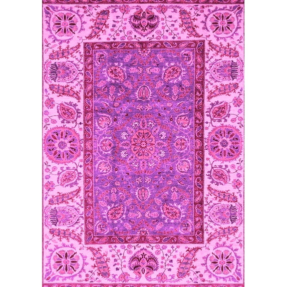 Ahgly Company Indoor Rectangle Oriental Pink Traditional Area Rugs, 2' x 4'