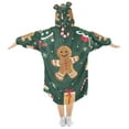thumbnail image 2 of FORMRS Wearable Blanket Hoodie with Sleeves for Kids Cozy Flannel Sweatshirt, Green Christmas Gingerbread, 2 of 7