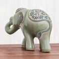 thumbnail image 6 of NOVICA Handmade Celadon Ceramic Sculpture of Elephant from Thailand 'Prestigious Elephant', 6 of 8