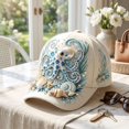 thumbnail image 5 of 3D Ocean Creatures Embroidery Cap, Adjustable Cotton Baseball Cap, Raised Embroidered Sea Animal Hat for Beach Travel,One Size, 5 of 6