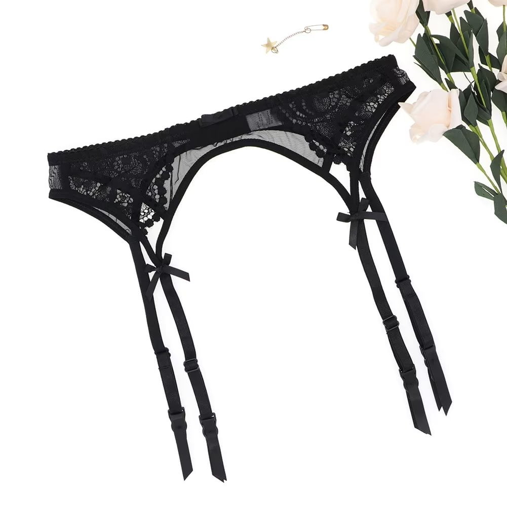 Women's Lace Bra and Panty Sets Lace Matching 4 Piece Lingerie Set
