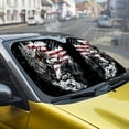 thumbnail image 5 of FORUDESIGNS Wolf American Flag Pattern Car Windshield Sun Shade Waterproof Auto Window Sun Shade Visor Block UV Rays Reflective Sunshade for Protection 57.1 x 27.4 inches, 5 of 7