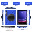 thumbnail image 3 of For Samsung Galaxy Tab S10 Lite/S10 FE/S9 FE/S9 Case 10.9 inch SM-X406/SM-X520/SM-X510/SM-X710, 360 Hand Strap, Shoulder Strap, Kickstand, Rugged Drop Protection, Blue, 3 of 7