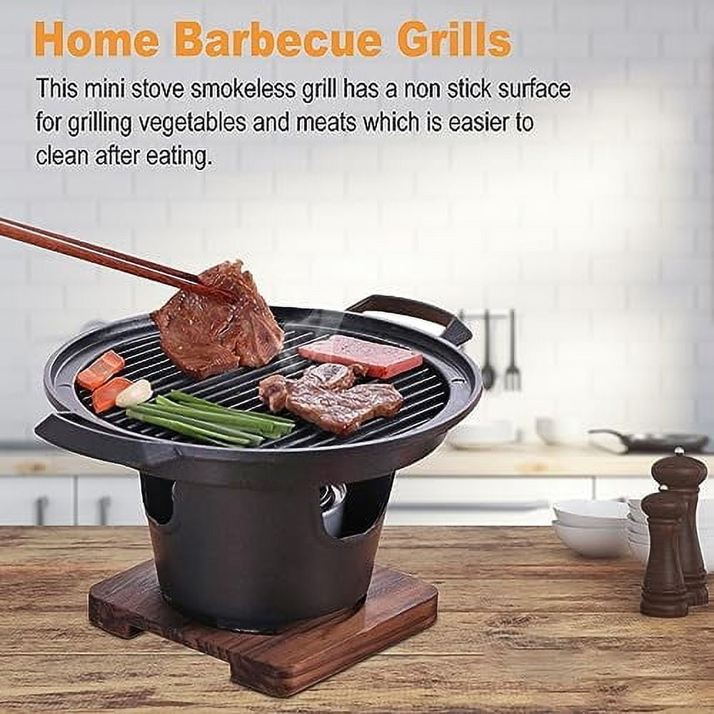 Pilipane Portable BBQ Grill, Portable Charcoal Grill, Household Mini Smokeless Barbecue Grill Charcoal Stove BBQ Accessories Korean BBQ Grill Pan for Home 10 2x8 3x4 9in