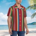 thumbnail image 3 of Balery Mexican Serape Blanket Stripes Camisas hawaianas de manga corta para hombre, camisas playeras de corte holgado, camisas de vacaciones con botones,Small, 3 of 7