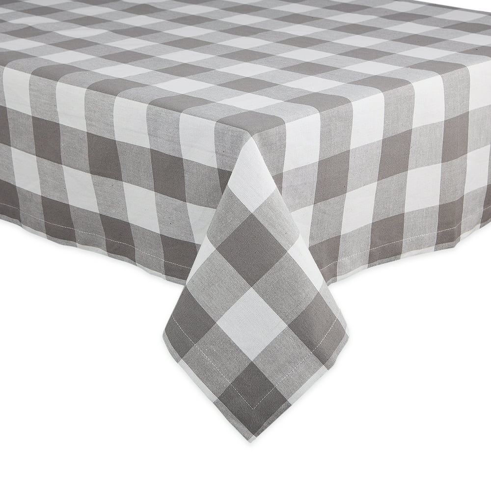 DII Gray & White Buffalo Check Tablecloth 60x84