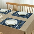 thumbnail image 3 of Navy Blue and White Geometric Pattern Summer Placemats Table Placemats Set Of 4-Linen Kitchen Washable Placemats Table Mats 11.8"x17.7" Non-Slip Heat Resistant, 3 of 6