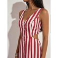 thumbnail image 6 of Red And White Striped Sleeveless Mermaid Dress With Side Cut-Out And Button Front, 6 of 6