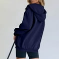 thumbnail image 3 of Kixjoy Blue Hoodies for Women Drawstring Oversized Zip Up Hoodies Long Sleeve Thermal Hooded Sweatshirt Casual Loose Fit Fall Womens Hoodies Pullover with Pockets, Navy S, 3 of 7