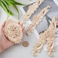 thumbnail image 4 of 4Pcs Flower Wood Carved Onlay Appliquewith 1Pc Oval Center Flower Long Applique Craft Unpainted Furniture Home Decor for Front Door Cabinet Decoration, 4 of 7