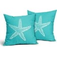 thumbnail image 2 of Turquoise Starfish Pillow Covers 16x16 Inch Coastal Beach Nautical Decorative Throw Pillow Case Summer Beachy Cushion Cover Set of 2 Home Decor for Bedroom Sofa Living Room Couch Chair Outdoor, 2 of 6