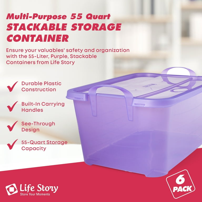 LIFE STORY 13.75 Gallon Stackable Tote Container with Handles and
