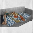 thumbnail image 6 of Nautical Soft Flannel Fleece Throw Blanket, Several Marine Ahoy Items on Chevrons Gold Fish Shells Starfish Anchor and, Cozy Plush for Indoor and Outdoor Use, 60" x 80", Multicolor, by Ambesonne, 6 of 6