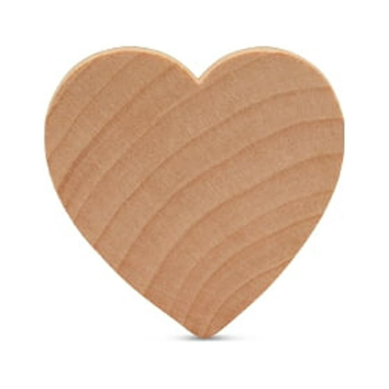 WellieSTR 100Pack, 80mm/3inch Wooden Heart, Natural Unfinished Wood Heart Cutout Shape, Wood Hearts Birthday Party Supplies