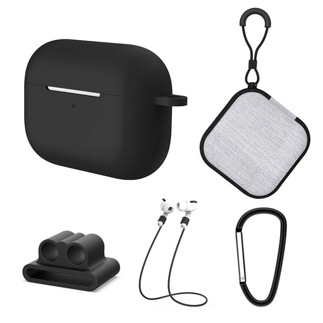 Amdohai Étui de Protection 5 en 1 Compatible avec Étui de Charge Pro Housse en Silicone + Support de Bracelet de Montre + Sangles Perdues + Sac de Rangement + Crochet Protecteur d'Écouteurs Accessoires