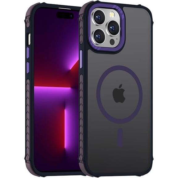 Eryueer Strong Magnetic Case for iPhone 15 Pro 6.1-Inch,[Compatible with Magsafe][Military Grade Drop Protection] Translucent Matte Shockproof Protective Phone Cover-Frosted Purple