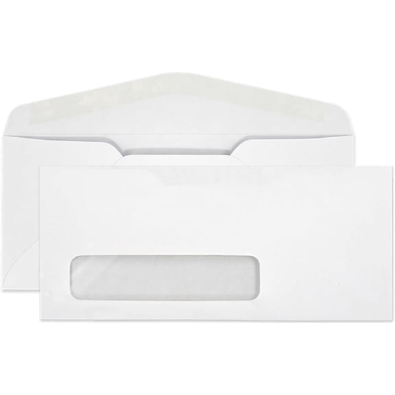 Aimoh Gummed Closure #9 Mailing Envelopes, Single Left Window Security Envelopes, White, 3-7/8" x 8-7/8", 500 Count