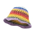 thumbnail image 5 of SikaFu Japanese Instagram Rainbow Straw Knitted Hat Summer Outage Sunscreen Bucket Hat Beach Big Eaves Show Face Small Knitted Fisherman Hat, 5 of 9
