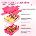 thumbnail image 5 of Bento boxes, Leak-Proof Lunch Box Containers, 1500ML-7 Compartment Bento Lunch Box with Cutlery Set, Stackable Bento Box for Adults, Microwave and Dishwasher Safe Lunchbox(Rose Red), 5 of 6