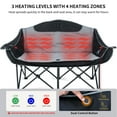 thumbnail image 5 of ABORON Oversized Heated Double Camping Chair, Folding 2 Person Camping Chair Loveseat, Fully Padded Duo Chair Camping Couch with 3 Heat Levels, Portable Double Lawn Chairs, Outdoor Camping Bench, 5 of 11