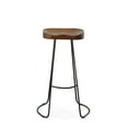 thumbnail image 3 of HomeRoots 516201 31 in. Steel Backless Bar Height Bar Chairs with Footrest, Chestnut & Black - Set of 2, 3 of 3