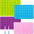 thumbnail image 1 of 4 Paquetes Moldes de Gomitas de Silicona, Mini Molde de Caramelo en Forma de Corazón, Moldes de Silicona para Caramelos, Animales en Forma de fun Mold, con 2 Cuentagotas, 1 of 4