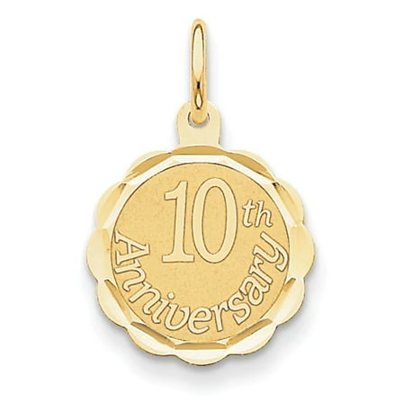 14K 10th ANNIVERSARY 16mm Engravable Disc Charm XAC578