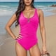 thumbnail image 4 of Trajes de baño de una pieza para mujer, traje de baño de bikini con tirantes y espalda descubierta de color liso para mujer, 4 of 5