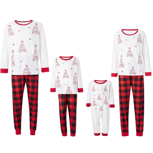 Pijamas navideños familiares Fiomva a cuadros rojos a juego, pantalones de pijama navideños 2023 (bebés, niños, hombres y mujeres)