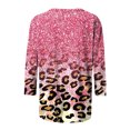 thumbnail image 4 of CEHVOM T-shirt Ample à Imprimé Léopard pour Femme, Manches 3/4, Col Rond, Haut Décontracté, Liquidation, 4 of 5