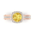 thumbnail image 2 of 2.7ct round cut yellow natural citrine 14k rose gold halo Bridal Wedding Engagement Promise Anniversary Ring for Women size 8.75, 2 of 7