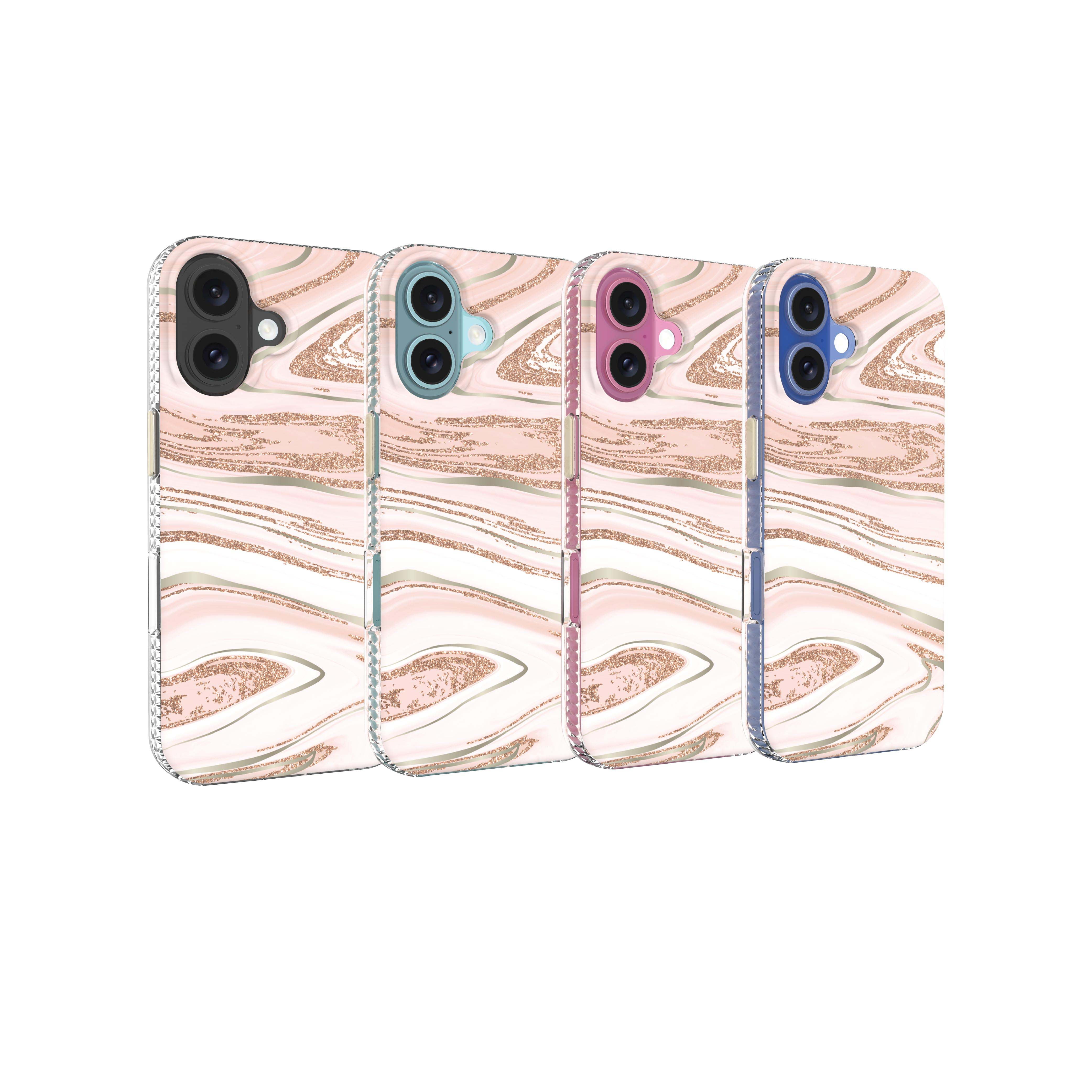 onn. Phone Case for iPhone 16 - Pink Gold Marble