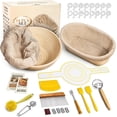 thumbnail image 1 of Bread Proofing Basket Set: 9" Round & 10" Oval Banneton Basket, Sourdough Bread Baking Supplies with Bread Lame, Dough Whisk, Dough Scraper, Bread Sling Complete Bread Making Kit, 1 of 8