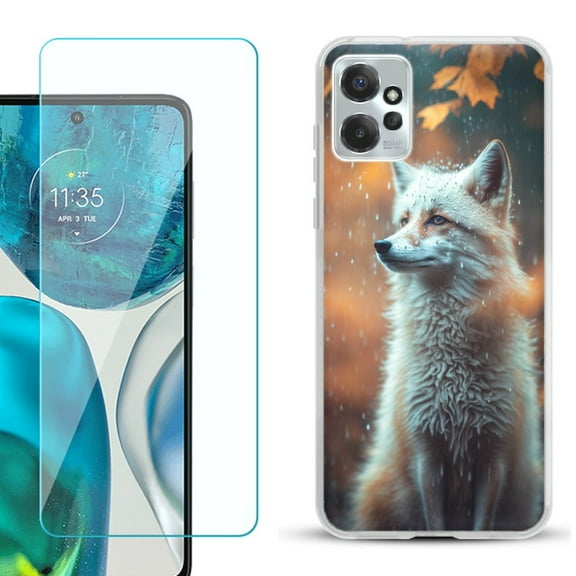 OneToughShield ® for Motorola Moto G Power 5G 2023 Shockproof Fashion Phone Case, with Tempered Glass Screen Protector - Fox Autumn
