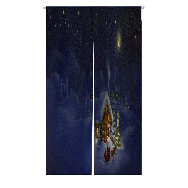 Cortina Noren ABPHQTO Santa Claus Presentsdeers Cabaña de troncos Árbol de Navidad Japonés 85x90 cm