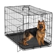 thumbnail image 4 of EDX 48 Inch Big Dog Crate with Divider Panel, Double Door Folding Metal Wire Dog Cage with Plastic Leak-Proof Pan Tray, Black, 4 of 11