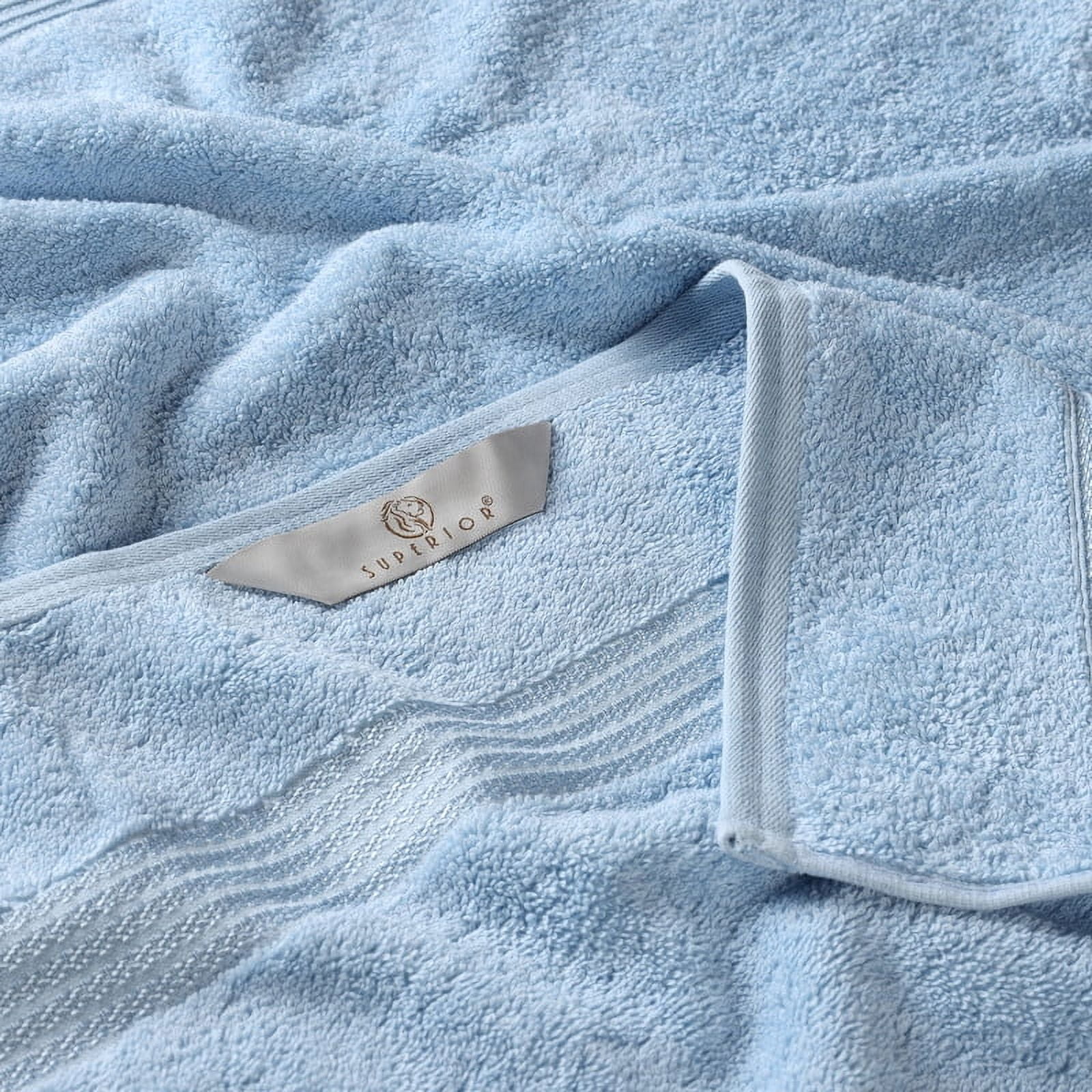 Superior Egyptian Cotton Absorbent Light Blue Hand Towel Set of 8