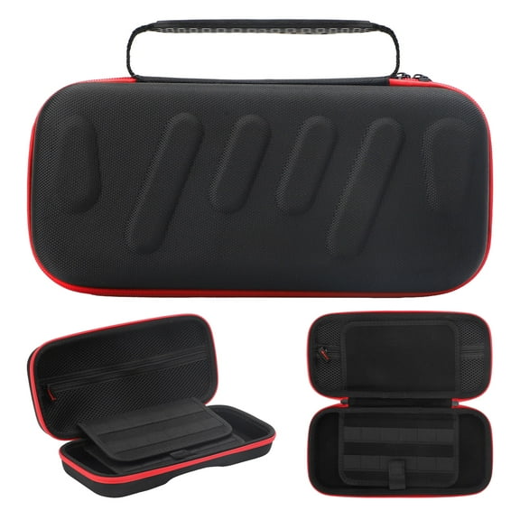 EEEkit Carrying Case Fit for Nintendo Switch 2, Hard EVA Protective Travel Bag with 24 Game Card Slots, Screen Protector & Accessories Storage, Red Zipper