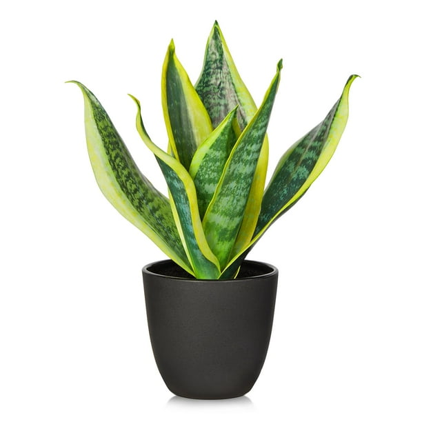 Planta de serpiente artificial Briful de 29 cm con maceta negra