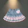 thumbnail image 2 of Women's Pink Pleated Denim Skirt Casual Everyday Pink Good Blue S, 2 of 6