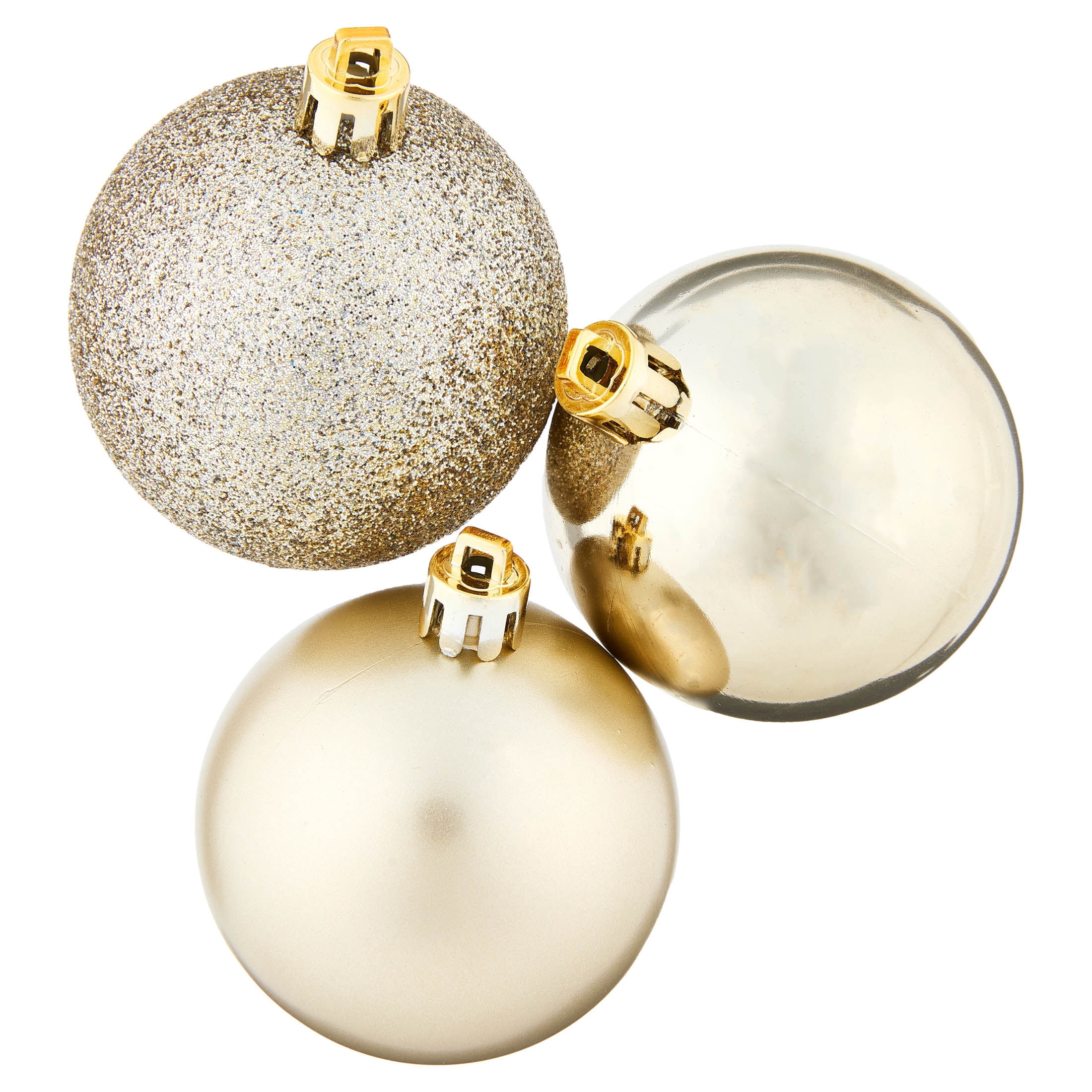 24-Count Champagne Ball Shatterproof Christmas Ornaments, 2.8", by Holiday Time