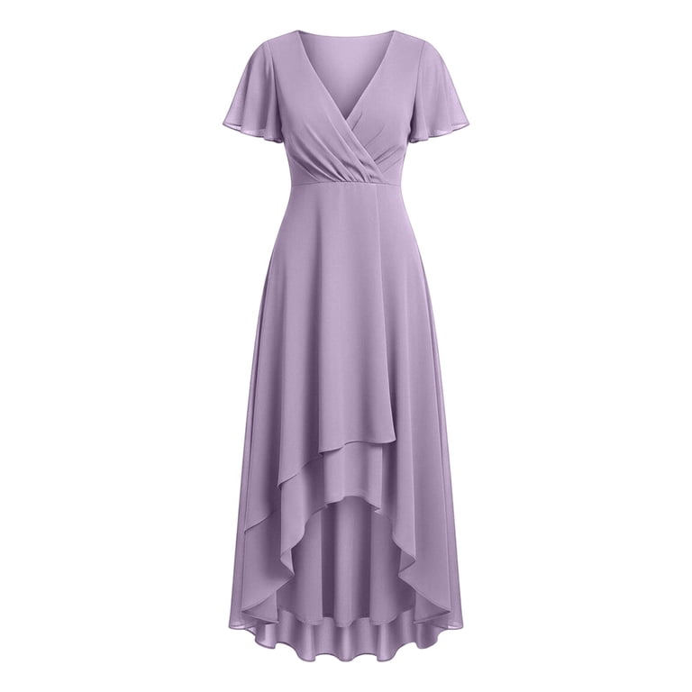 chiffon semi formal dresses Ever-Pretty Elegant Pleated Chiffon Midi Semi Midi Dress with Ruffled Sleeves