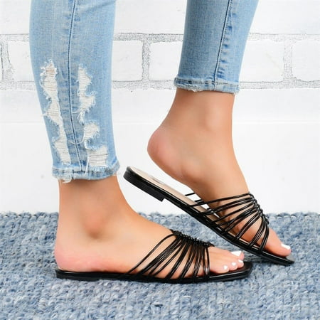 

Women s Solid Casual Vacation Open Toe Pinch Toe Flat Beach Sandals